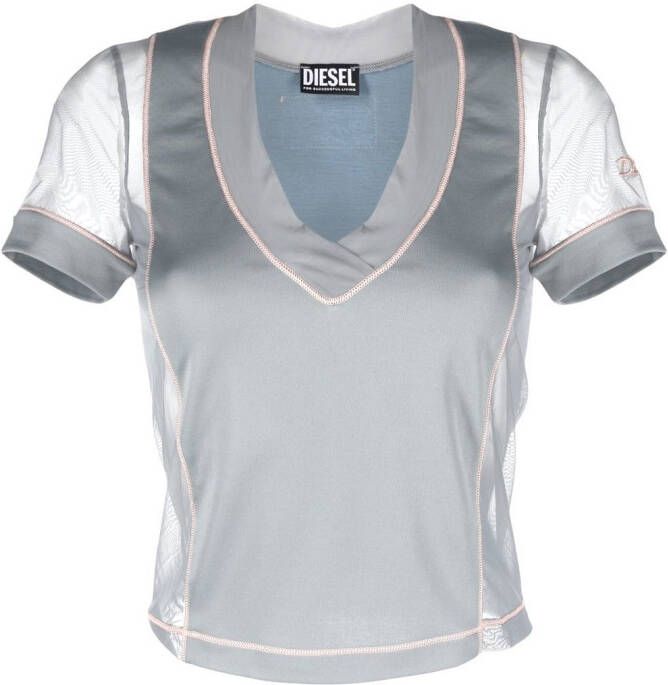 Diesel T-shirt met doorzichtige vlakken Grijs