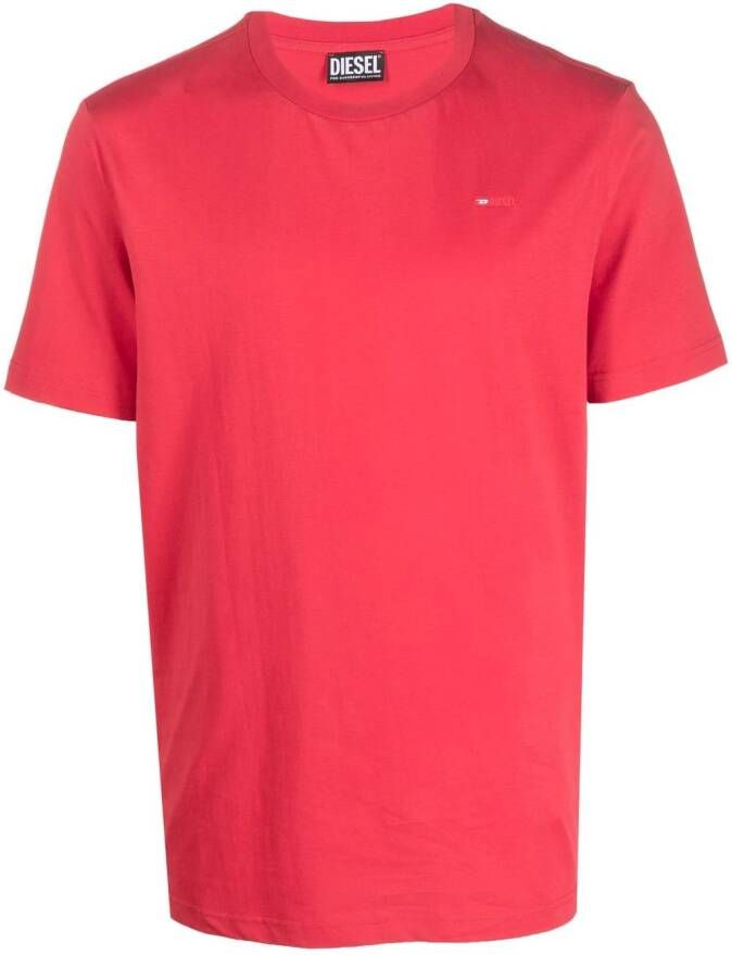 Diesel T-Just-Microdiv katoenen T-shirt met geborduurd logo Rood