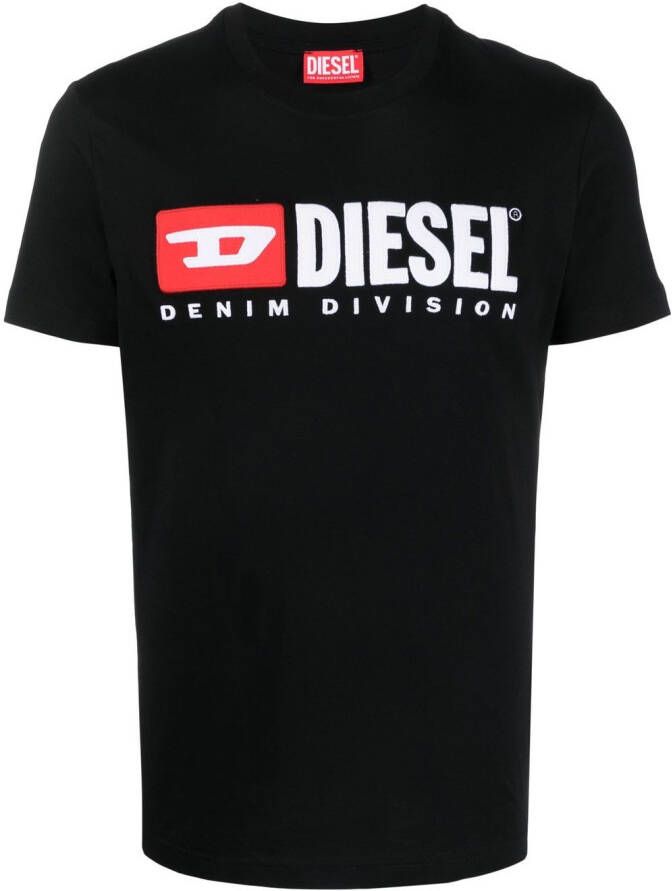 Diesel T-Diegor-Div T-shirt met geborduurd logo Zwart