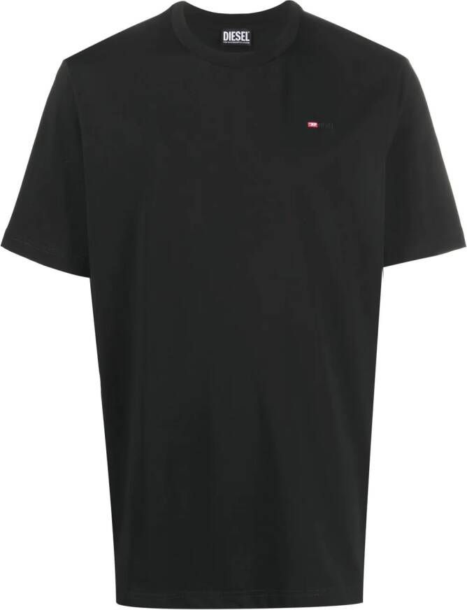Diesel T-Just-Microdiv katoenen T-shirt met geborduurd logo Zwart