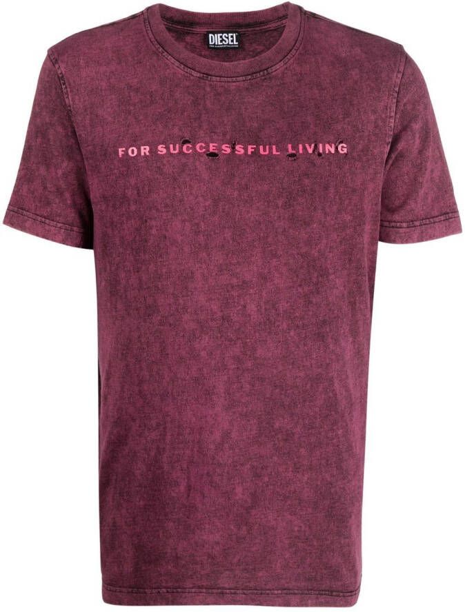 Diesel T-shirt met grafische print Roze