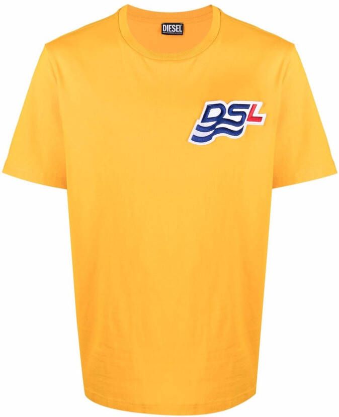 Diesel T-shirt met logopatch Geel