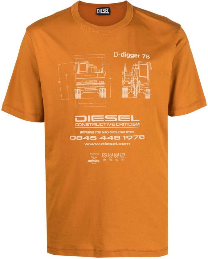 Diesel T-shirt met logoprint Oranje