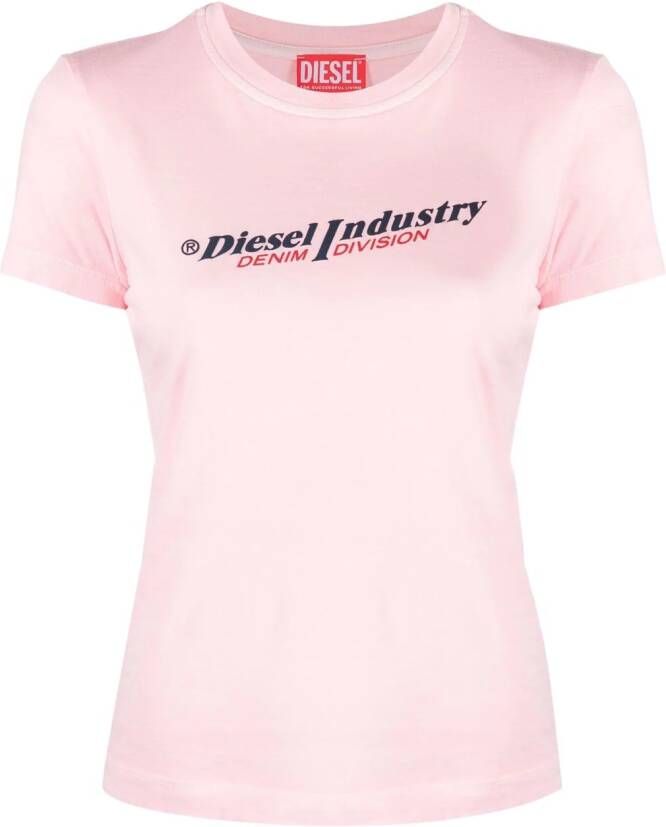 Diesel T-shirt met logoprint Roze
