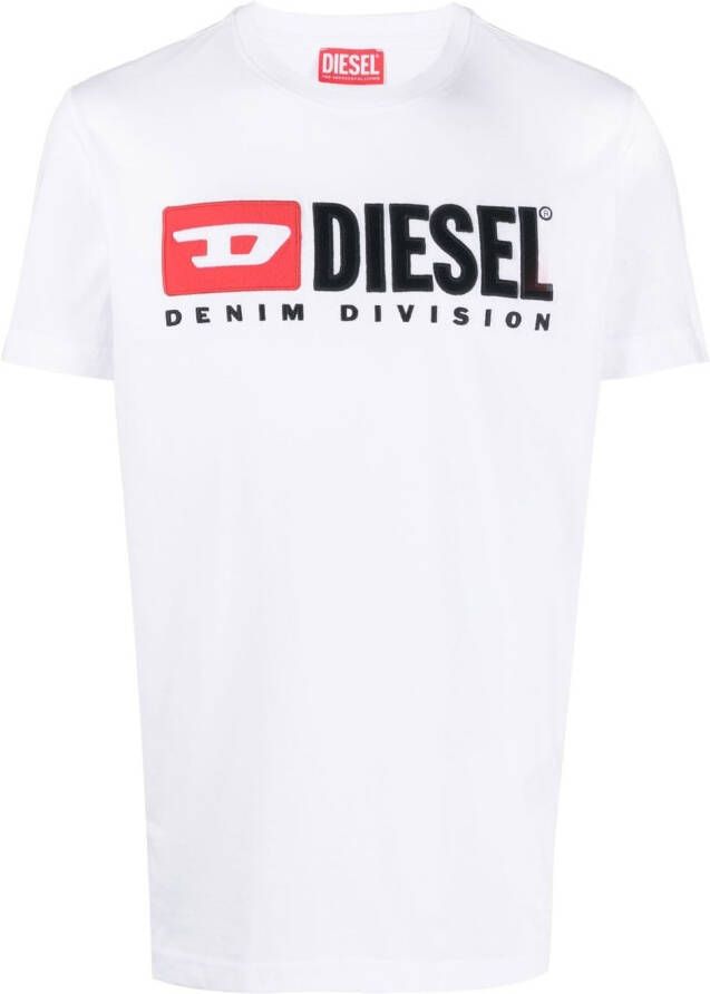 Diesel T-Diegor-Div T-shirt met geborduurd logo Wit