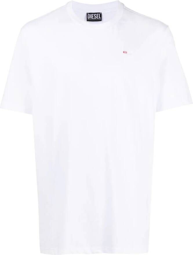 Diesel T-Just-Microdiv katoenen T-shirt met geborduurd logo Wit