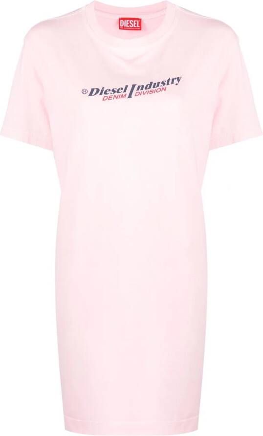 Diesel T-shirtjurk met logoprint Roze