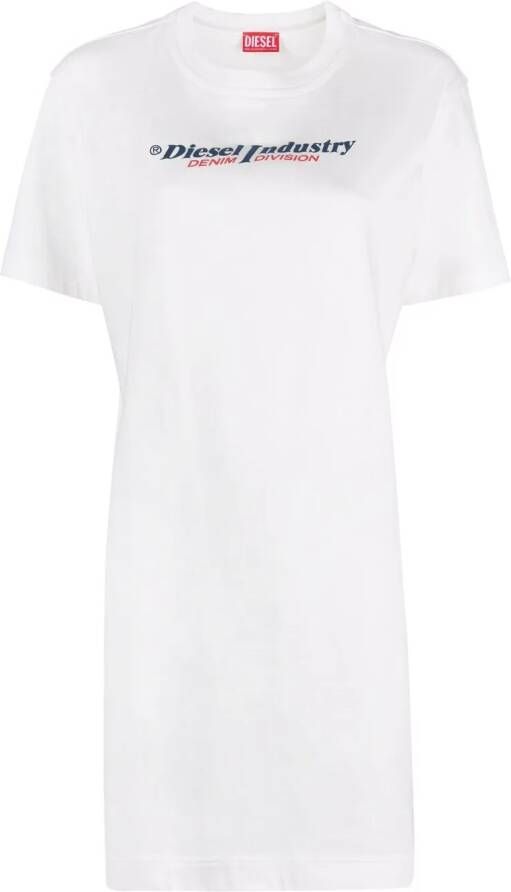 Diesel T-shirtjurk met logoprint Wit