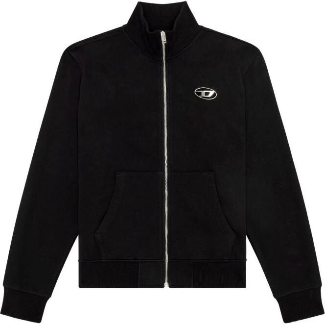 Diesel S-Ginni-Zip-Od katoenen sweater Zwart