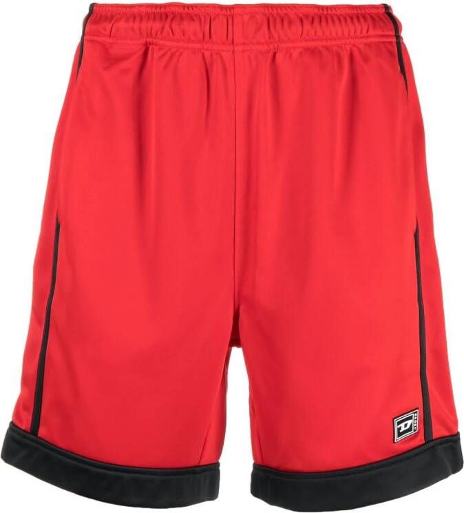 Diesel Trainingsshorts met logopatch Rood