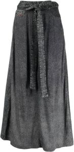 Diesel wrapped stonewash maxi-skirt Zwart