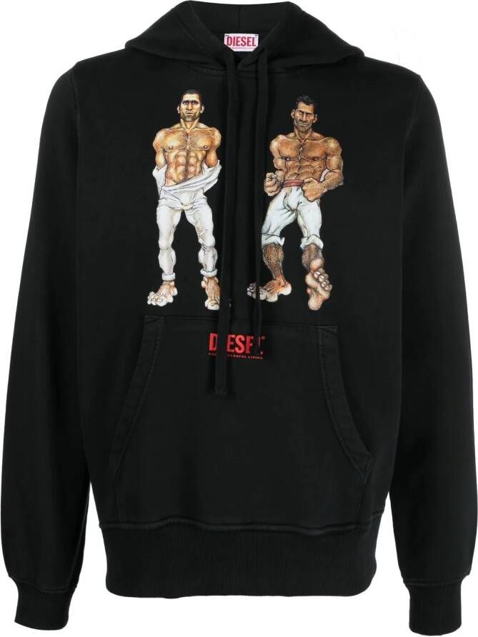 Diesel x ToFF hoodie met print Zwart