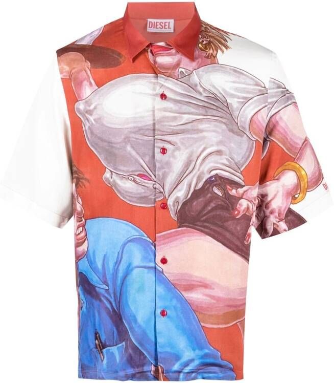 Diesel x Tom of Finland Foundation satijnen shirt Wit