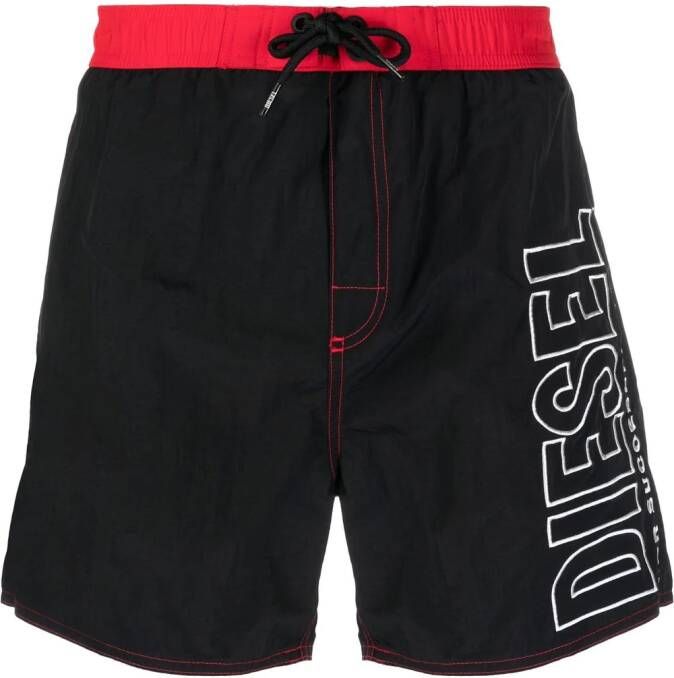 Diesel Zwembroek met geborduurd logo Zwart