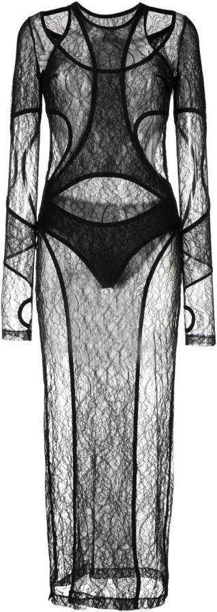 Dion Lee Maxi-jurk met detail van kant Zwart