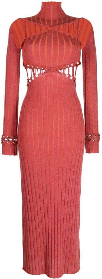 Dion Lee x Braid reflecterende jurk Rood
