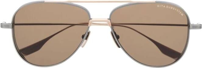 Dita Eyewear Subsystem zonnebril met piloten montuur Zilver