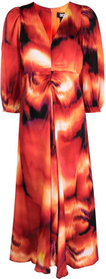 DKNY Midi-jurk met abstracte print Rood