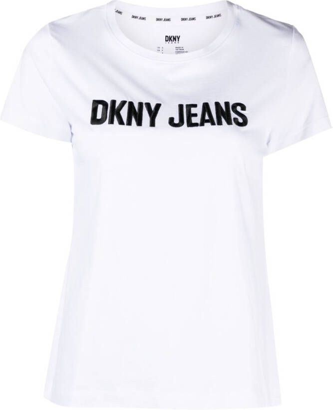 DKNY T-shirt met logo-reliëf Wit