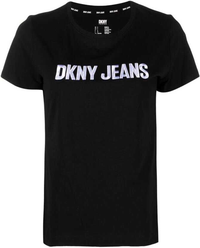 DKNY T-shirt met logo-reliëf Zwart