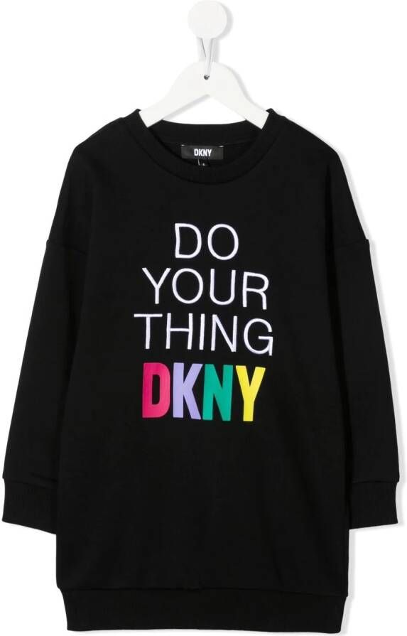 Dkny Kids Sweaterjurk met tekst Zwart