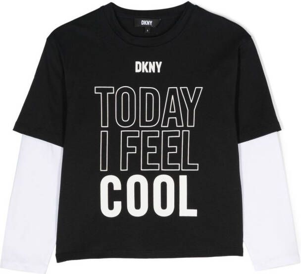 Dkny Kids T-shirt met tekst Zwart
