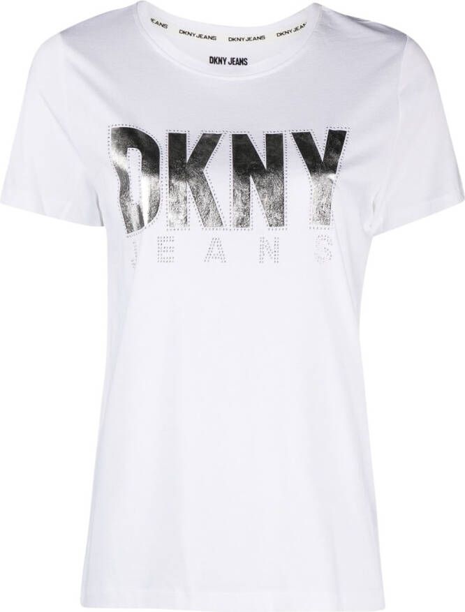 DKNY T-shirt verfraaid met logo Wit