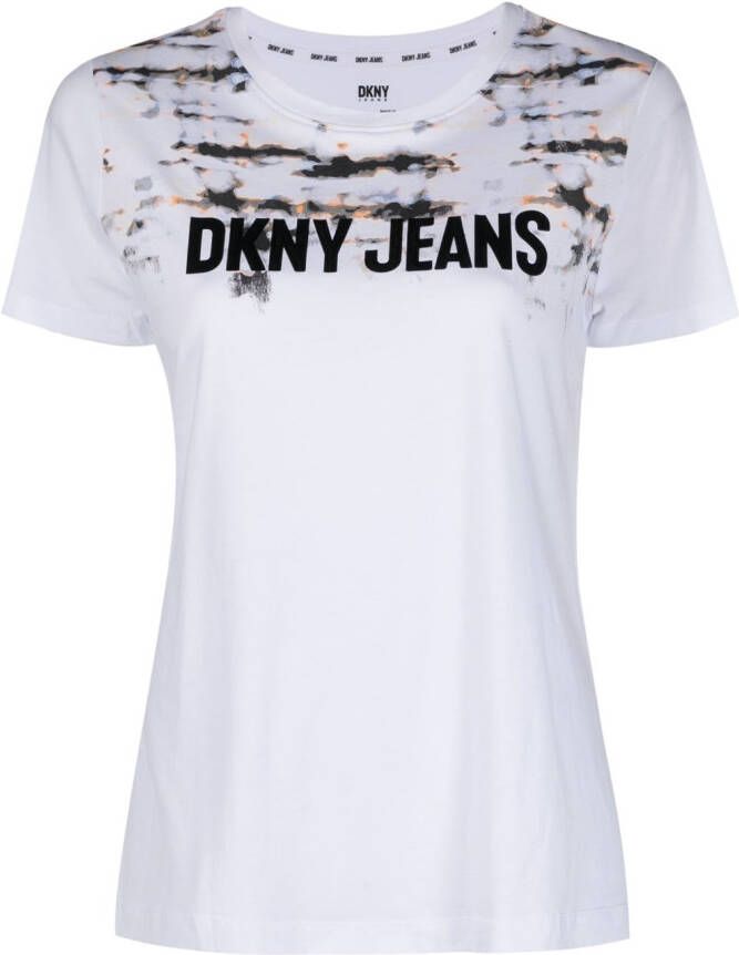 DKNY T-shirt met tie-dye print Wit