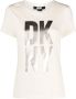 DKNY metallic-finish logo-print jersey T-shirt Beige - Thumbnail 1