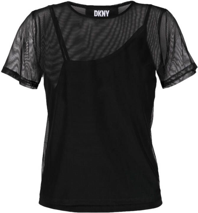 DKNY Semi-doorzichtig T-shirt Zwart