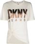 DKNY T-shirt met geknoopt detail Beige - Thumbnail 1