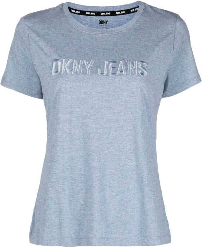 DKNY T-shirt met logo-reliëf Blauw