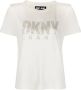 DKNY T-shirt met logo van stras Beige - Thumbnail 1