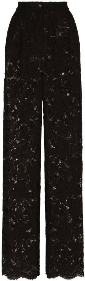 Dolce & Gabbana 1990s broek met bloemenkant Zwart