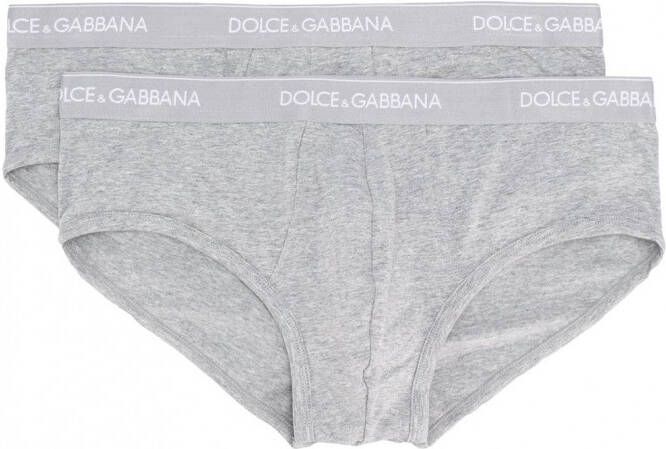 Dolce & Gabbana 2-pak slips met logo Grijs