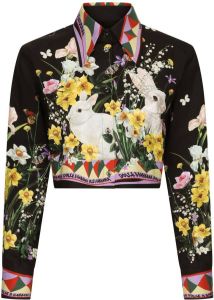 Dolce & Gabbana abstract-print cropped shirt Zwart