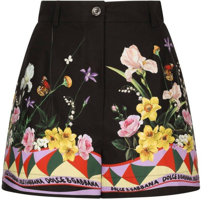 Dolce & Gabbana Shorts met abstracte print Zwart