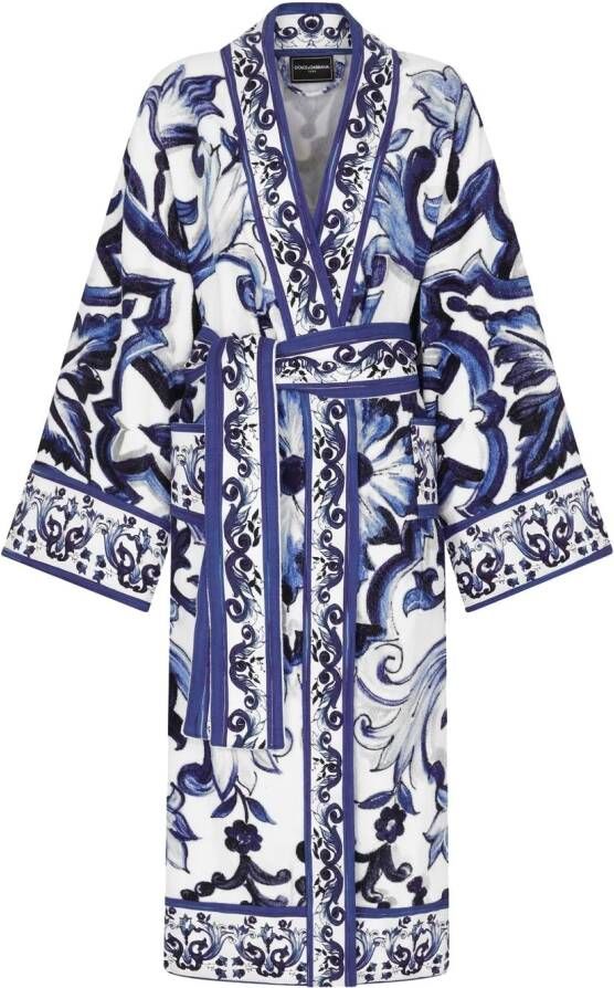 Dolce & Gabbana Badjas met grafische print Blauw