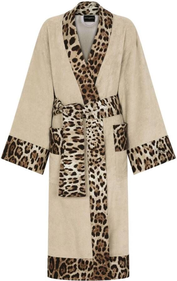 Dolce & Gabbana Badjas met luipaardprint Beige