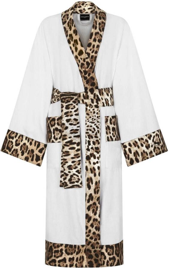 Dolce & Gabbana Badjas met luipaardprint Wit