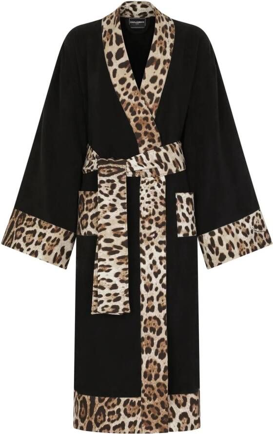 Dolce & Gabbana Badjas met luipaardprint Zwart