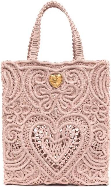 Dolce & Gabbana Kleine Beatrice shopper met kant Roze
