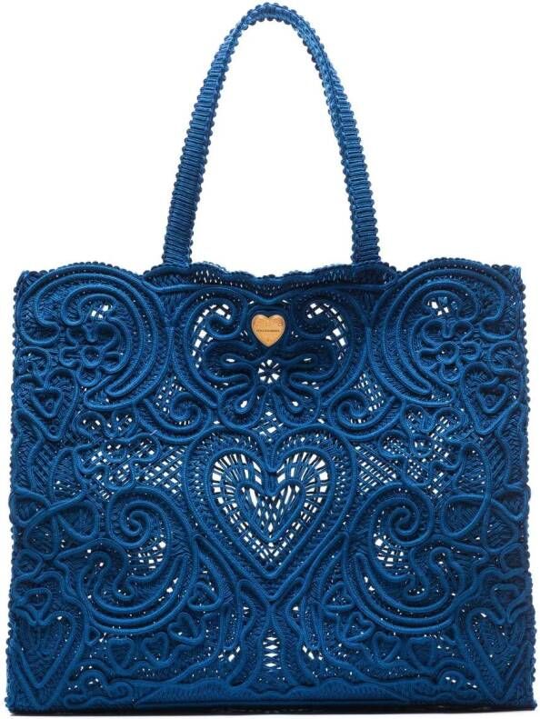 Dolce & Gabbana Grote Beatrice shopper met kant Blauw