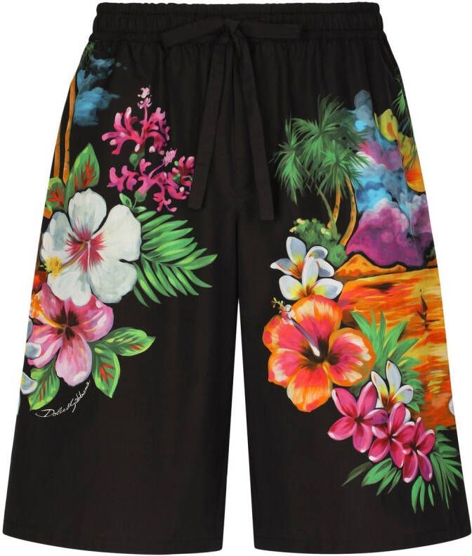 Dolce & Gabbana Bermuda shorts met bloemenprint Zwart