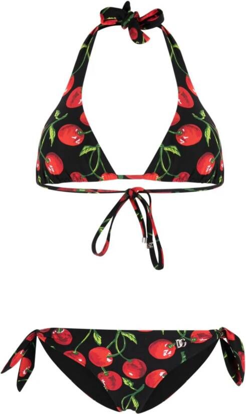 Dolce & Gabbana Triangel bikini met print Zwart
