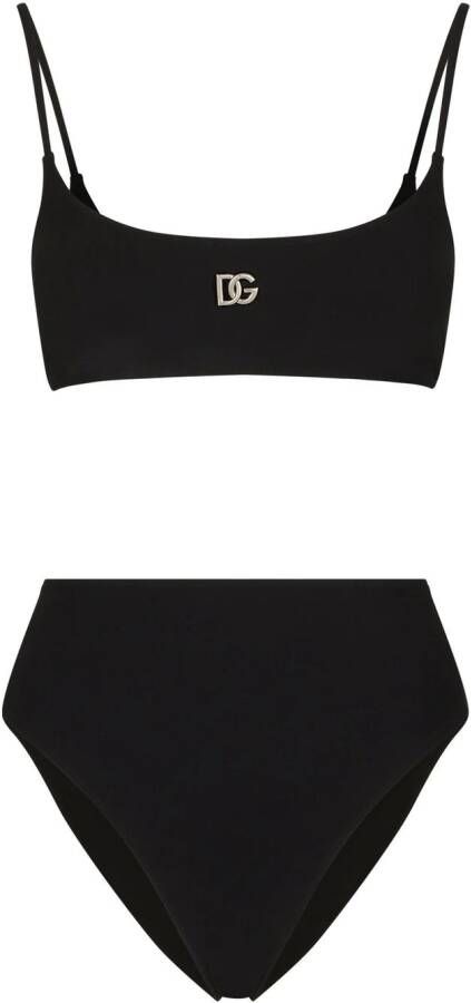 Dolce & Gabbana High waist bikini met DG-logo Zwart