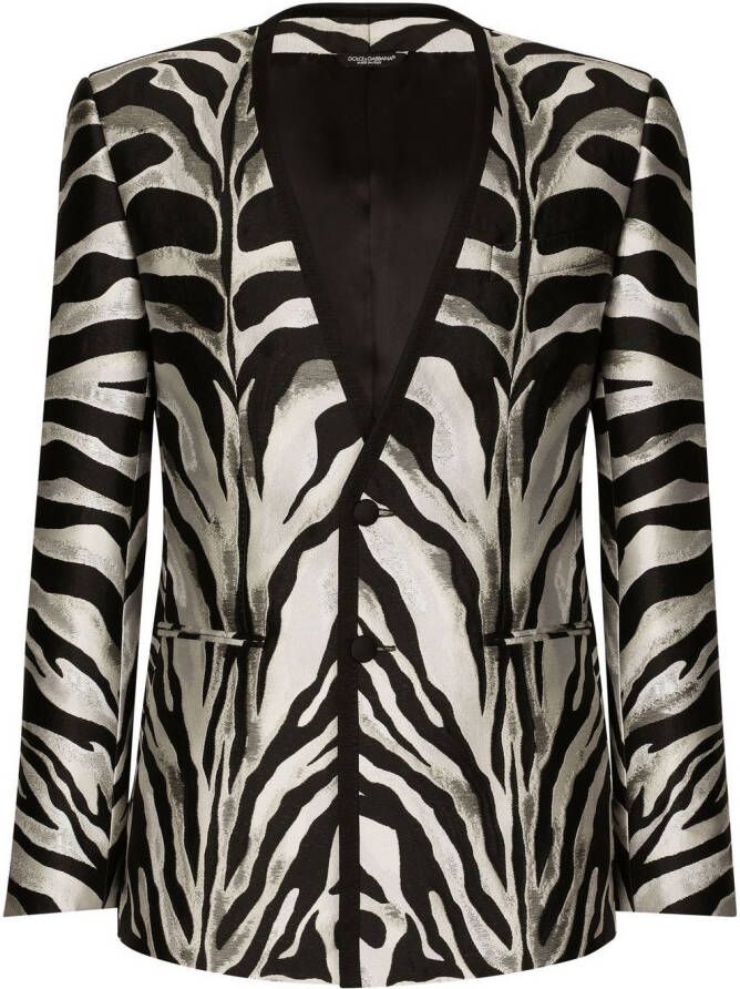 Dolce & Gabbana Blazer met zebraprint en jacquard Zwart