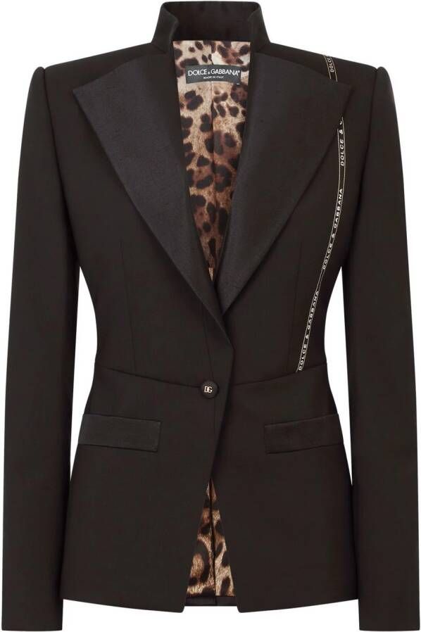 Dolce & Gabbana Blazer met enkele rij knopen en logo afwerking Zwart
