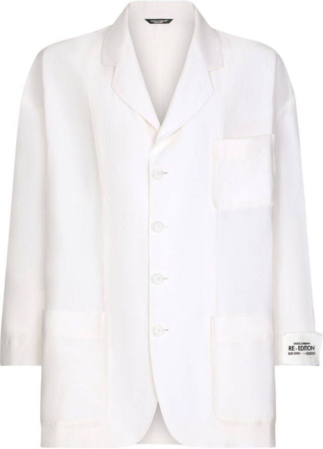 Dolce & Gabbana Blazer van linnen-zijde met enkele rij knopen Wit
