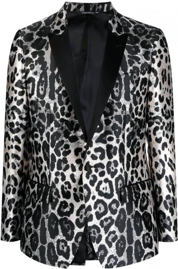 Dolce & Gabbana Blazer met luipaardprint Zwart